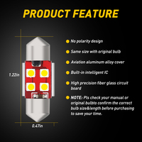 Bombillas LED AUXITO CANBUS sin Errores, 4SMD 3030, 31mm, Festoon, 6000K, Xenón Blanco, Repuesto para Luces Interiores de Mapa, Cúpula y Matrícula