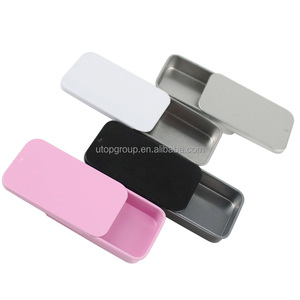 Contenitore in scatola di latta regalo scorrevole da 16ml scatola di latta incernierata quadrata rettangolare in metallo stampata personalizzata per confezione regalo di colore argento - Product Image 1