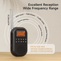 Radio AM/FM compacte pour personnes âgées/enfants, lecteur de carte TF sans fil, haut-parleur et écouteurs intégrés, écran LCD numérique, matériau plastique