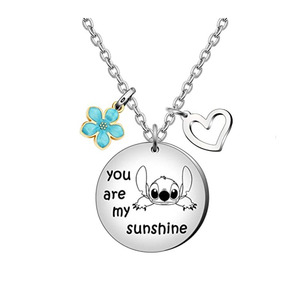 Collana con Ciondolo in Acciaio Inossidabile 'Stitch My Sunshine Heart' Inciso, con Catena in Bambù, Unisex Sportivo - Product Image 4