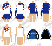 Uniforme de cheerleading avec logo d'équipe, sac à paillettes bleu et blanc pour club de danse scolaire