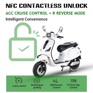 Scooter Eléctrico Retro de 1000W 72V 30AH con Doble Freno de Disco Hidráulico, TCS, NFC, Alarma Remota, Fabricante OEM, 3 Años de Garantía, CE - Product Image 5
