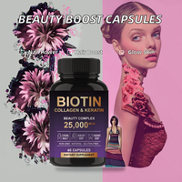 Capsules de biotine, collagène et kératine pour adultes, 60 unités, complément pour blanchir la peau, favoriser la croissance des cheveux et des ongles, complexe d'acide hyaluronique