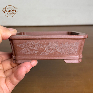 Pots à Bonsaï Yixing Ronds, Petits Pots de Jardin Bohèmes <span class=keywords><strong>en</strong></span> Argile Violette, Artisanat Artisanal avec Drainage Supérieur, Pots à Fleurs <span class=keywords><strong>en</strong></span> Cèdre - Product Image 4