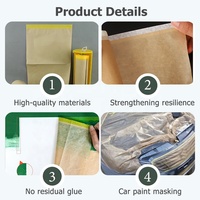 Film de masquage en papier kraft biodégradable pré-adhésif pour la peinture automobile, protection contre les projections de peinture, vente en gros OEM