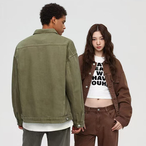Giacca di Jeans da esterno con bottone personalizzato all'ingrosso di alta qualità in cotone 100% Oversize Casual in bianco <span class=keywords><strong>giacche</strong></span> di Jeans alla moda - Product Image 3