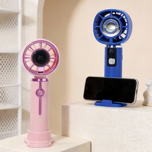 LingPan Portable <b>Fan</b> Digital Display Rechargeable Handheld Desk <b>Fan</b> With <b>Stand</b> 5W DC Motor Battery Powered - Product Image 2
