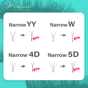 Extensions de cils SP Narrow W Lash YY 3D 4D 5D 0.07 0.10mm à espacement réduit, éventails étroits, vente en gros, marque privée, <span class=keywords><strong>prix</strong></span> d'usine - Product Image 2