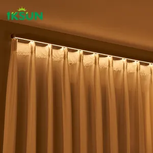 Trilho de alumínio resistente para cortinas IKSUN, acessório para cortinas, trilho com luz LED