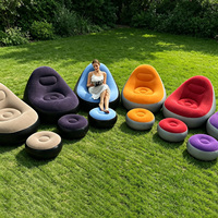 Fauteuil gonflable pliable moderne et minimaliste en PVC et polaire, canapé gonflable individuel pour extérieur, plage, camping, jardin, détente et vacances