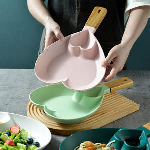 Assiette de pâtes à salade en céramique avec sauce soja au vinaigre bol de ketchup wasabi et plateau de service de <span class=keywords><strong>restaurant</strong></span> à manche en <span class=keywords><strong>bois</strong></span> - Product Image 5