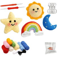 Kit de Ganchillo de Algodón para Hacer Manualidades, Diseño de Estrella, Sol, Luna y Arcoíris, 4 Juguetes de Peluche de Dibujos Animados, Herramientas, Tutoriales, Hilos para Principiantes