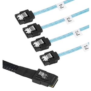 Convertisseur adaptateur MiniSAS vers SATA, contrôleur Mini SAS <span class=keywords><strong>SFF</strong></span> <span class=keywords><strong>8087</strong></span> 6gb vers 4 SATA câble de dérivation avant connecteur <span class=keywords><strong>SFF</strong></span>-<span class=keywords><strong>8087</strong></span> vers 4 SATA - Product Image 1