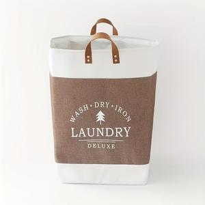 Canvas Foldable <b>Laundry</b> <b>Basket</b> With Detachable <b>Bag</b> For Bedroom Bathroom Minimalist Clothing Organizer Standing Type Single Tier - Product Image 5