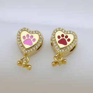 HD355, Colgante de Oro de 18K con Forma de Corazón y Pata de Oso, con Circonitas de Colores, para Pulseras y Collares DIY, Accesorios para Mujer - Product Image 3