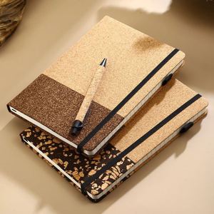 Custom Logo <b>A5</b> Minimalist <b>Diary</b> Thickened Cork Texture Eco-Friendly Paper Pen Loop Personalized Office Stationery Promotional - Product Image 2