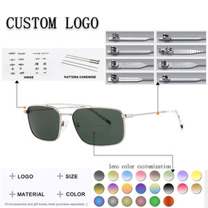 Gafas de Sol Metálicas de Doble Puente con Logotipo Personalizado, Polarizadas, Rectangulares, de Montura Completa, para Viajes al Aire Libre - Product Image 2