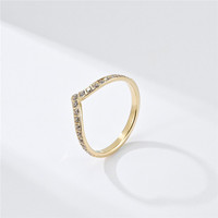 Bague d'articulation minimaliste en forme de V en acier inoxydable ZC Zircon pour femmes