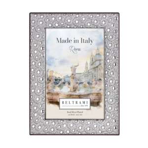 กรอบรูปเบลตรามี 4x6 นิ้ว โลหะชุบเงิน ลายดอกเดซี่ ผลิตในอิตาลี - Product Image 1