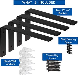 Xu Hướng Mới 4Pcs Nhiệm Vụ Nặng Nề Màu Đen Nổi Kệ Chân Đế 4 Inch Kim Loại <span class=keywords><strong>L</strong></span> Chân Đế Gỗ Kệ Tường Thép Kệ Chân Đế Đồ Nội Thất - Product Image 3