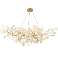 Lustre suspendu sculptural en céramique Art Déco, motif feuille de Ginkgo, style nordique moderne, pour salle à manger, salon, décoration intérieure