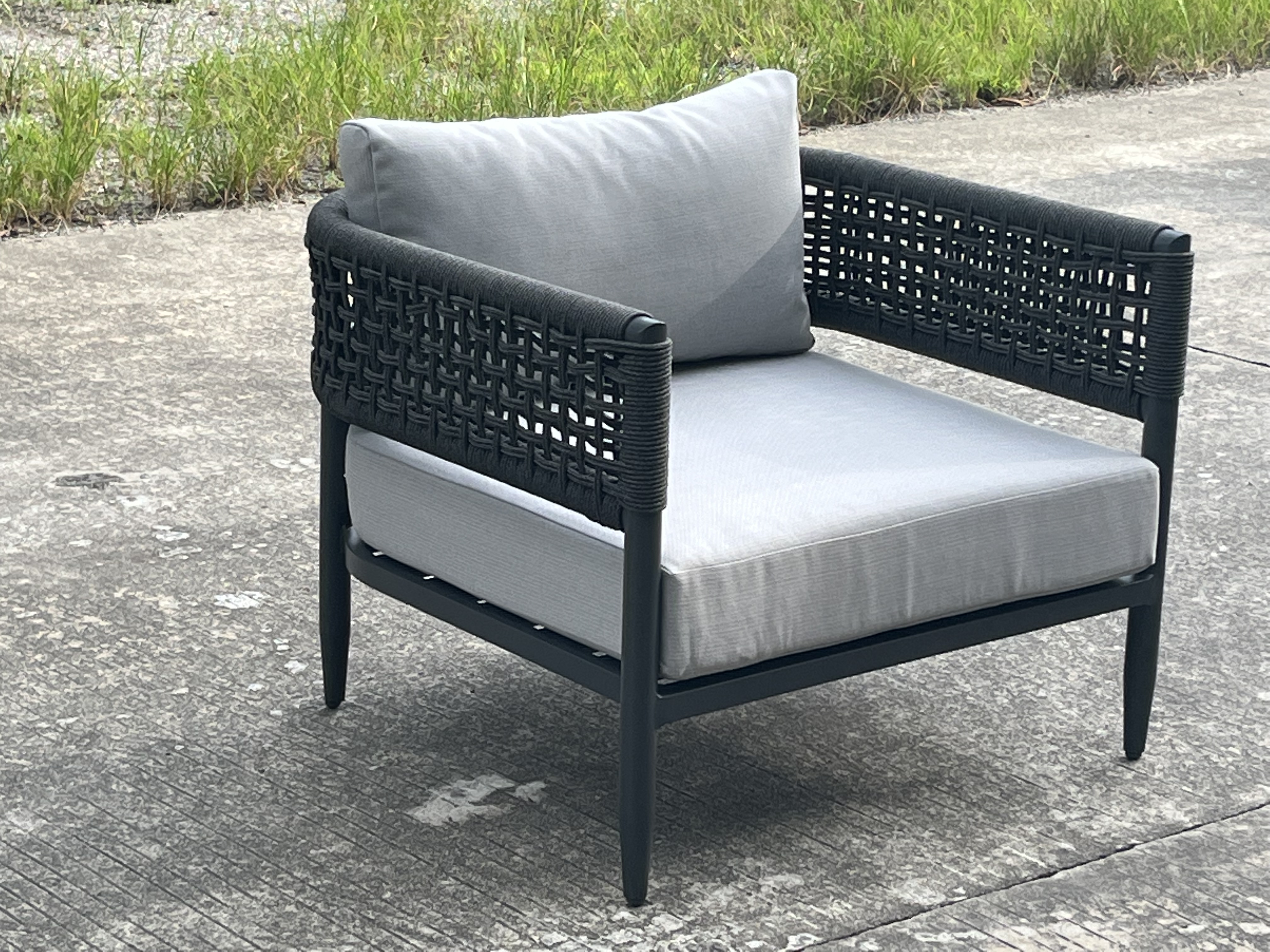 Rope furniture sofa Mixed outdoor aluminum casting patio sofa waterproof stain-proof garden sofa