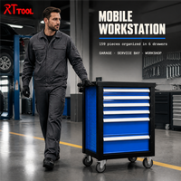 Armoire à outils RT TOOL à 6 tiroirs, 47*70*89cm, chariot à outils en métal sur roulettes pour l'entretien en usine, avec outils