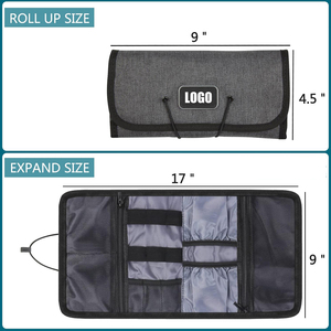 Tùy chỉnh biểu tượng khuyến mãi giá rẻ xách tay gấp du lịch công nghệ kỹ thuật số cáp điện tử dây dây Pouch <span class=keywords><strong>Organizer</strong></span> lưu trữ Túi cuộn - Product Image 3