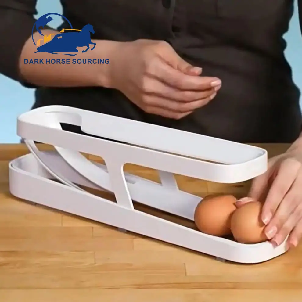 Dispensador automático de huevos con soporte para huevos, dispensador de huevos para refrigerador enrollable de 2 niveles