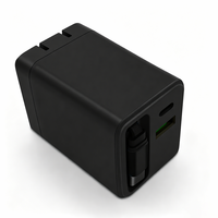 Chargeur rapide PD 65W, câble Type-C rétractable, prise pliable, ports USB-A/USB-C QC3.0, montre intelligente, téléphone portable, ordinateur portable, écouteurs