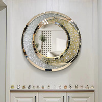 Vente en gros de salle à manger design de luxe doré pour la maison salon moderne miroir décoratif rond orné