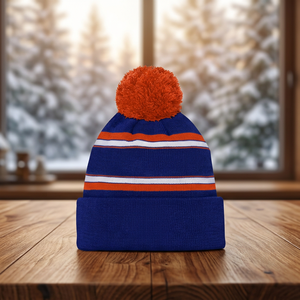 Gorro de invierno unisex para niños, forrado de satén, a cuadros, con pompón de piel sintética, grueso, 100% acrílico, para deportes al aire libre y ciclismo, acanalado, común - Product Image 2
