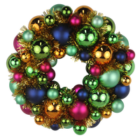 Ornements de Noël en paillettes colorées Senmasine, 33 cm, boules incassables, couronne de Noël avec base en plastique, décoration de fête de Noël