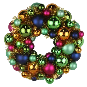 Senmasine Colorful Design 33cm Tinsel Ornaments Baubles Shatterproof Ball Christmas Wreath With Plastic Base Xmas Party Decor
