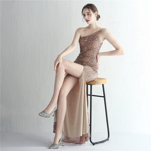 Vestido <span class=keywords><strong>de</strong></span> Noche <span class=keywords><strong>de</strong></span> Lentejuelas con Tirantes Finos y Abertura, Hecho a Mano, para <span class=keywords><strong>la</strong></span> Cena <span class=keywords><strong>de</strong></span> <span class=keywords><strong>la</strong></span> <span class=keywords><strong>Reina</strong></span> - Product Image 5