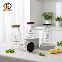 Botol Jus Kaca Bening Berkualitas Sempurna 150ml 250ml 500ml 1L Botol Susu Kaca dengan Tutup Logam Botol Minuman