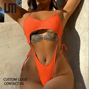 Maillot de bain sexy en gros avec logo personnalisé, maillot de bain une pièce en jacquard uni, maillot de bain brésilien, combinaison, <span class=keywords><strong>bikini</strong></span> - Product Image 1