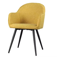 Chaise de salle à manger moderne en tissu de lin élégant Fauteuil de loisirs Cuisine Chaise de salle à manger avec pieds en métal noir