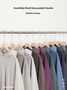 เสื้อฮู้ดวินเทจสำหรับผู้ชายและผู้หญิง 11 สี ลายเกล็ดหิมะ ผ้าฝ้ายแท้ ซักนุ่ม หนังแท้ หนานุ่ม ทรงโอเวอร์ไซส์ ทันสมัย - Product Image 6