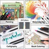 Touchfive — marqueurs d'art Pentel de 18/24 + 2 couleurs, à base d'eau, stylos à brosse pour aquarelle, peinture pour dessin, calligraphie