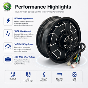 <span class=keywords><strong>Moteur</strong></span> de moyeu de <span class=keywords><strong>roue</strong></span> BLDC sans balais à double capteur de position QSMOTOR 12 pouces 5000W 45H V4 pour scooter électrique et moto - Product Image 3