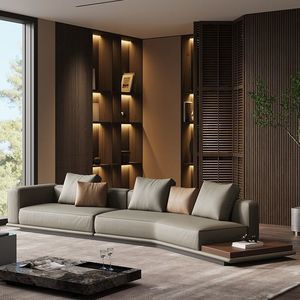 Sofá de cuero genuino Alien Horizon, forma Horizon, muebles modernos minimalistas para sala de estar, para villas y apartamentos. - Product Image 1