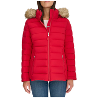 Veste d'hiver matelassée courte et épaisse pour femme, col montant, avec capuche, rembourrage en polyester, coupe-vent et respirante