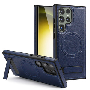 Funda Magnética de Piel Sintética de Lujo para Teléfono, con Soporte Oculto Invisible, para Samsung Galaxy S24 <span class=keywords><strong>23</strong></span> 22 S26 Plus Ultra, Gran Venta - Product Image 1