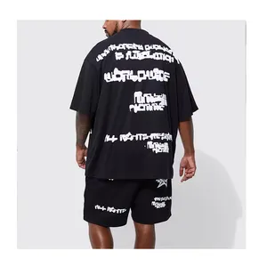Abbigliamento da uomo con logo personalizzato t-shirt da uomo di alta qualità in cotone stampato oversize set t-shirt esplosiva