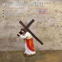 Vente en gros de statues personnalisées de la collection Josephman, Jésus portant la croix, ornement en résine, figurines religieuses, sculpture pour les catholiques