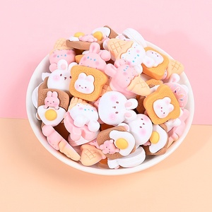 100 PIÈCES/SAC XINGROU Breloques en résine Lapin rose, Crème glacée, Donut, Œuf, Pain grillé pour Slime, Coques de téléphone, Artisanat, DIY - Product Image 6