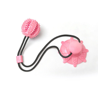 Jouet multifonctionnel pour chien avec ventouse, corde à tirer, balle distributrice de friandises, jouet interactif en caoutchouc pour le nettoyage des dents