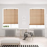 Blackout Natural Privacy Shade Persianas enrollables de bambú inalámbricas Instalación incorporada para ventanas interiores Cortinas enrollables Liso