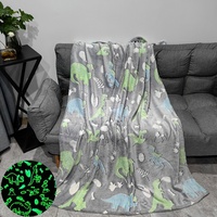 Couverture en flanelle lumineuse double face pour enfants, imprimée de dessins animés, personnalisable